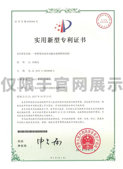 一种新型高效多功能水处理箱体结构